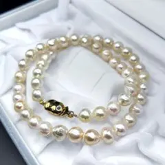 あこや本真珠 ネックレス 7〜8mm セミバロック シルバー 42cm 照り良