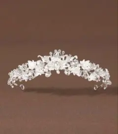 ウェディング ヘッドドレス ティアラ シルバー パール ビジュー