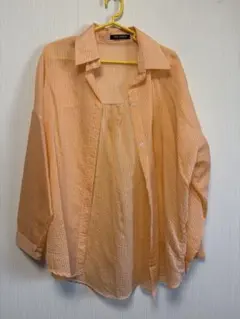 SPRAY オレンジ ボーダー 長袖 シャツ