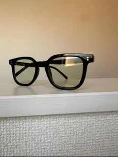 【新品未使用】ブラック スクエア型 サングラス グリーンレンズ