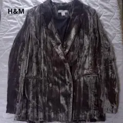 H&M ベロアジャケット 緑　光沢あり　38のサムネイル