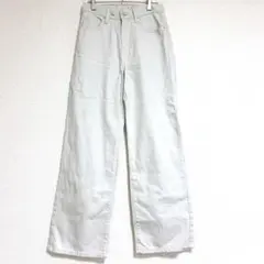 無印良品　ホワイトデニム ワイド　ダブルボタン　ストレート　コットン100%のサムネイル