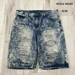 ROCA WEAR ロカウェア デニム ハーフパンツ ダメージ加工 ブリーチ38のサムネイル