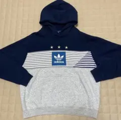 adidas originals紺白灰パーカー紐なし　サイズL 男女兼用
