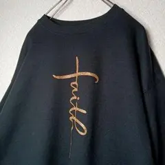 アメリカ古着 ヘインズ Faith Cross トレーナー 黒 L