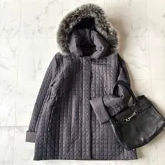 美品 BALMAIN バルマン キルティングジャケット コート ブルーフォックス