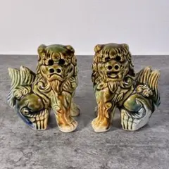 陶器 獅子像 2体セット - メルカリ