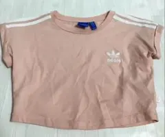 adidas originals クロップドTシャツ　L　ピンク　3本ライン