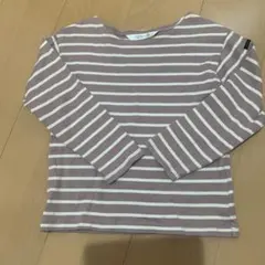 長袖ストライプカットソー くすみピンク