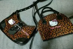 ハローキティ ヒョウ柄 バッグ 2点セットでお買い得♡ショルダー紐あり美品