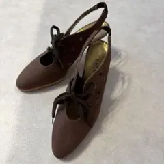 YSL パンプス ブラウン 36 サンローラン レースアップ バックストラップ
