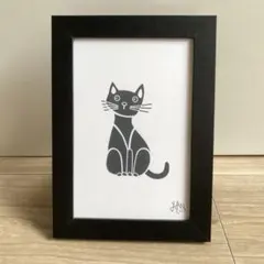 黒額縁ご確認ページ　「プカプカ猫」 黒猫 イラスト フレーム付き インテリア 雑貨 オブジェ 葉書サイズ