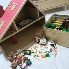 シルバニアファミリー　初期デラックスハウス　家具・人形・小物セット