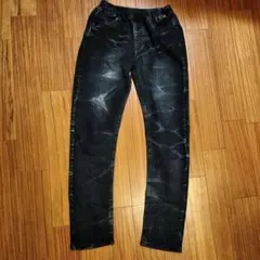 ダメージ加工 ダークブルーロングパンツ 160cm