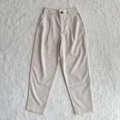 GU コーデュロイ テーパードパンツ 裏地付 M アイボリー ウエストゴム 秋冬