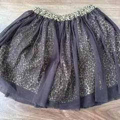 キュロットスカート　レオパード柄チュールスカート