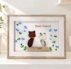 シーグラスアート♥︎３４１　Best friend猫