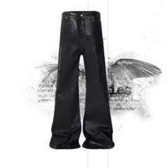 DETW 25SS 変形 ダーク系ワックスコーティングデニム フレアパンツ DETW 25SS 変形 ダーク系ワックスコーティングデニム フレアパンツ