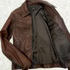 ポールスミス Lサイズ ラムレザー 羊革 シングルライダース ダークブラウン