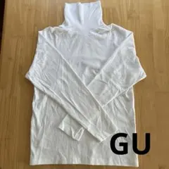 GU ソフトコットンタートルネックT 白　S 麺100%