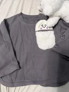 ワッフル素材 ボアポケット 長袖Tシャツ