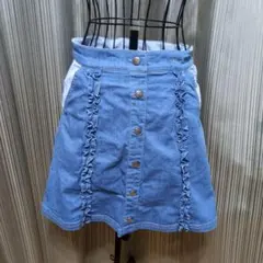 デニム　キュロット　子供用　メゾピアノ　フリル　リボン