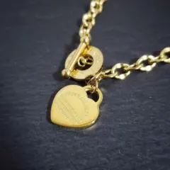 A920b【アレルギー対応】コインネックレス　ハート　マンテル　上品　K18YG