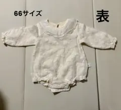 花柄刺繍 フリル付きロンパース