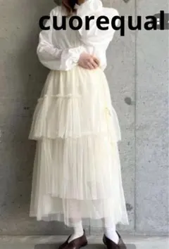 チュールティアードスカート　アイボリー