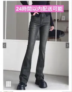 セミフレアデニムパンツ［Cu508］ブラックデニム