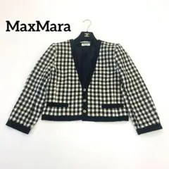 MaxMara マックスマーラ　カーディガン　ギンガムチェック　金ボタン　M
