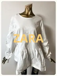 ☘️T22828☘️ZARA 長袖 チュニック トップス レディース Lのサムネイル
