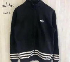 adidas アディダス トレフォイル刺繍 ジャージ トラックジャケット 黒 L