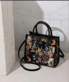 ジュエティ　ゴブランフラワー　両アオリポケットスクエアハンドバッグ