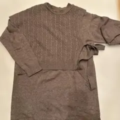 ローリーズファーム　ブラウン ケーブルニット ベスト付きロングワンピース
