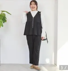 しまむら komachi aimeequeベスト＋パンツセットアップブラック3L