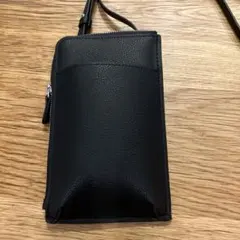 ユニクロ スマホショルダー ミニショルダースマホポーチ レザータッチ ブラック