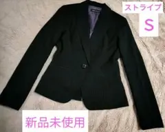 新品♦黒 ストライプ スーツ テーラード ジャケット 上着 着痩せ Ｓ