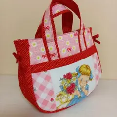 マーガレット＆ソフィー　サイドリボンバック　ピンク×赤