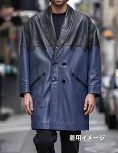 Louis Feraud Paris ルイフェローレザーダブルブレストコート