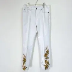 豊天商店 刺繍 和柄 鯉 デニム ズボン ホワイト Lサイズ - メルカリ