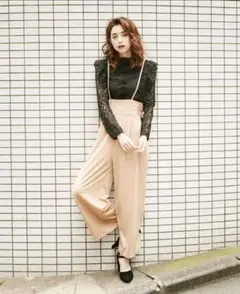 MIIA レーストップス　サスペンダーパンツセット