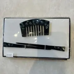 髪飾りセット 黒地 花模様