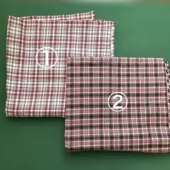 赤系チェック柄生地 2枚