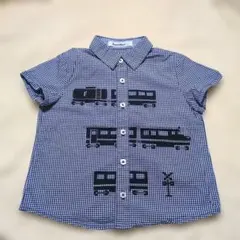 familiar ファミリアチェック柄 電車 半袖シャツ 110cm