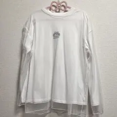 WEGO エンジェルプリント 長袖Tシャツ ホワイト チュール 着脱可