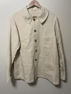 1930-40's フランス　リネン　ワークジャケット　4ポケット　でか襟 1930-40's フランス リネン ワークジャケット 4ポケット でか襟 - メルカリ