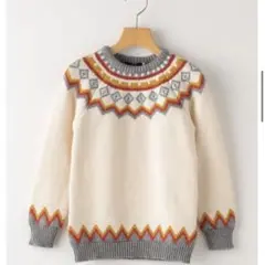 SHIPS ノルディック柄　ジャガードシルキーニット　セーター　90cm