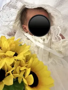 ３点セット　ベビー退院着装飾（帽子、スタイ、ドレス）