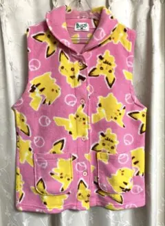 【平成レトロ】ピカチュウとピチュウ柄 フリーススリーパー　ピンク